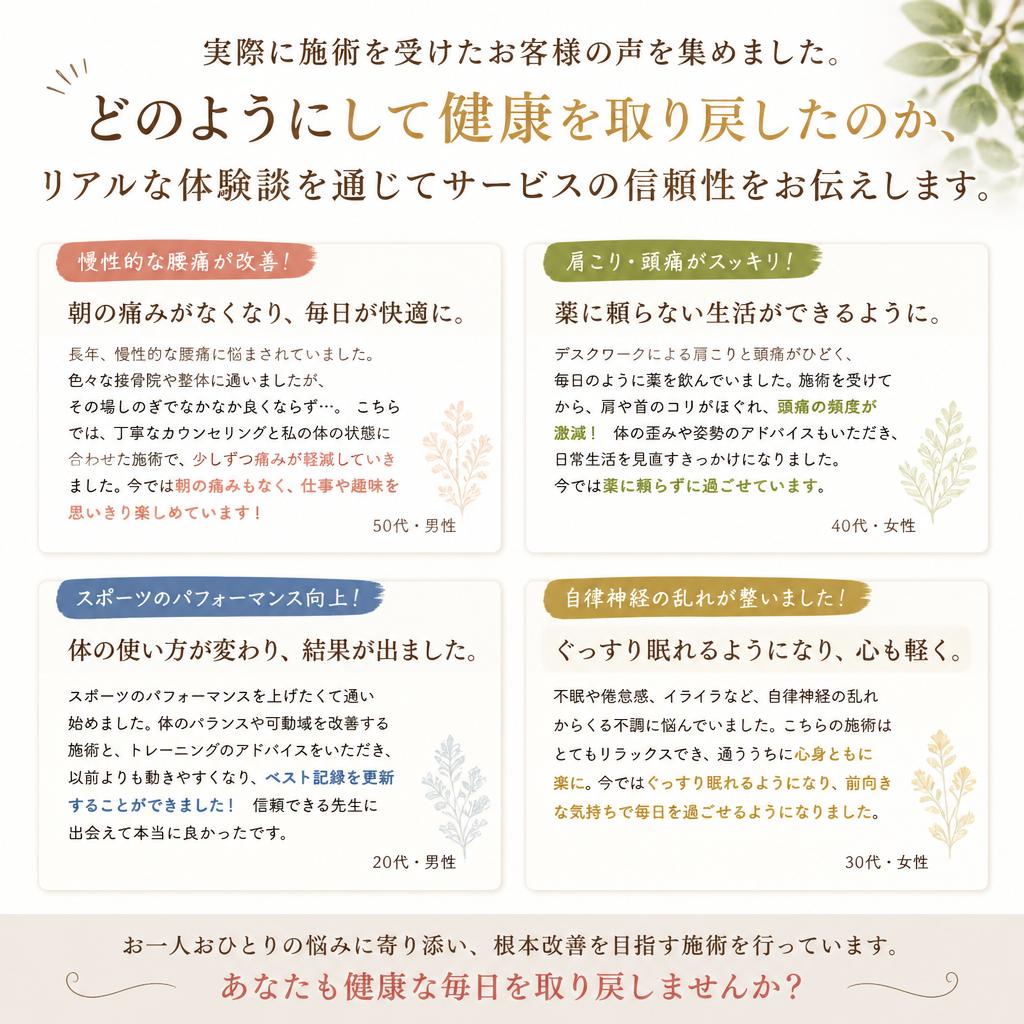 お客様の体験談